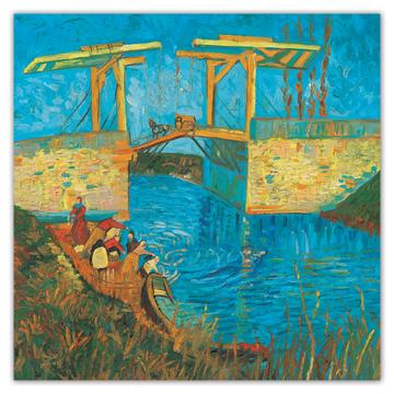 River Bridge Boat : Gift Sticker Famous Oil Painting Art Artist Painter