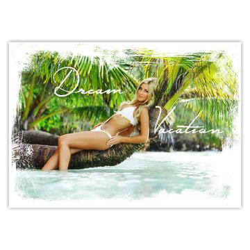 Sexy Woman Tropical Palm Tree : Gift Sticker Erotica Erotic Pin Up Girl Hot
