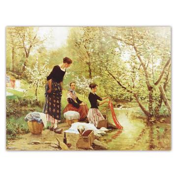 Ladies Washing Clothes River : Gift Sticker Famous Oil Painting Art Artist Painter