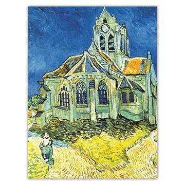 Vincent Van Gogh Church at Auvers : Gift Sticker Famous Oil Painting Art Artist Painter
