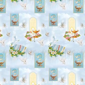 First Communion JHS : Gift 12" X 12" Decal Vinyl Sticker Sheet Pattern Catholic Doves Bible Christian Religious Flowers