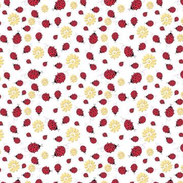 Ladybug Daisy Pattern : Gift 12" X 12" Decal Vinyl Sticker Sheet Cute Sweet For Her Feminine Best Friend Birthday Summer