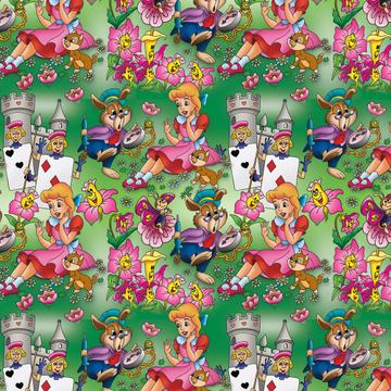 Alice In Wonderland : Gift 12" X 12" Decal Vinyl Sticker Sheet Pattern Flowers Rabbit Fantasy Story Kids Nursery Room Decoration