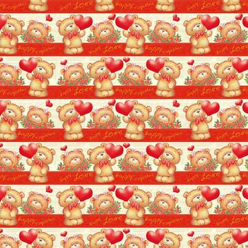 Bears Valentines Day : Gift 12" X 12" Decal Vinyl Sticker Sheet Pattern Happy Love Romantic Kids Teddy Bear Cute Flowers