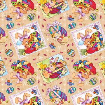 Easter Sewn Rabbits : Gift 12" X 12" Decal Vinyl Sticker Sheet Pattern Patchwork Bunny Eggs Kids Handmade Craft Chick