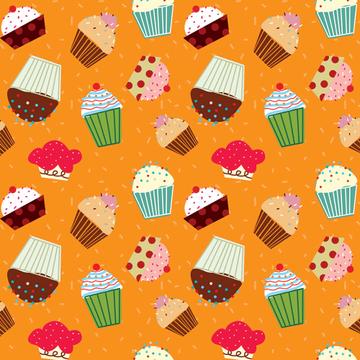Cute Cupcake Pattern : Gift 12" X 12" Decal Vinyl Sticker Sheet For Sweets Lover Cakes Kids Birthday Child Food Kitchen