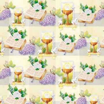 Religious Pattern : Gift 12" X 12" Decal Vinyl Sticker Sheet Pattern Communion Eucharist Holy Bible Chalice Grapes White Rose Vintage