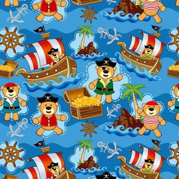 Pirate Bears : Gift 12" X 12" Decal Vinyl Sticker Sheet Pattern Baby Shower Boat Treasure Sea Pattern Steering Wheel Decor Child