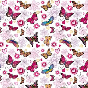 Beautiful Butterflies Pattern : Gift 12" X 12" Decal Vinyl Sticker Sheet Flower Silhouettes Feminine Art For Her Best Friend
