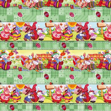 Rabbits Easter Patchwork : Gift 12" X 12" Decal Vinyl Sticker Sheet Pattern Meadow Flowers Handmade Craft Kids Art