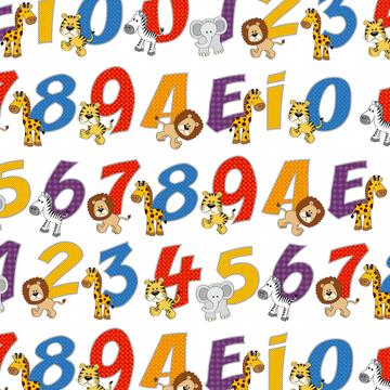 Numbers Wild Animals : Gift 12" X 12" Decal Vinyl Sticker Sheet Pattern Safari Zebra Giraffe Kids Baby Shower School Pattern