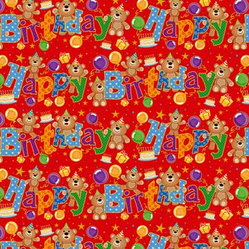 Happy Birthday Bears Pattern : Gift 12" X 12" Decal Vinyl Sticker Sheet For Kid Child Party Decor Festive Balloons Cute