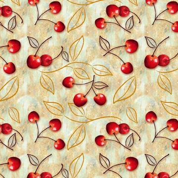 Cherries : Gift 12" X 12" Decal Vinyl Sticker Sheet Pattern Fruits Fall Leaves Kitchen Wall Decor Napkin Diy Craft Garden Home