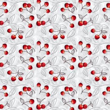Cherries : Gift 12" X 12" Decal Vinyl Sticker Sheet Pattern Grey Pattern Fruits Leaves Kitchen Home Decor Furniture Greenery
