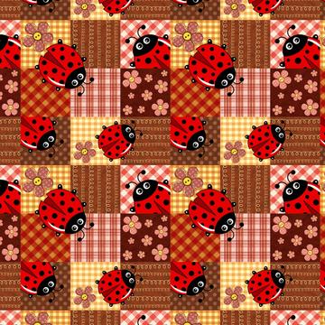 Cutie Ladybug Pattern : Gift 12" X 12" Decal Vinyl Sticker Sheet Patchwork Tartan Flowers Kids Girlish Birthday Sweet Print