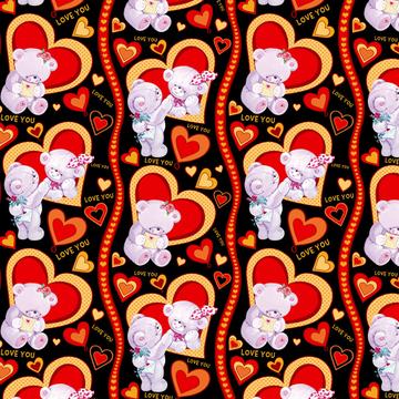Love You Bears : Gift 12" X 12" Decal Vinyl Sticker Sheet Pattern Valentines Day Romantic Hearts Teddy Bear Kids Child