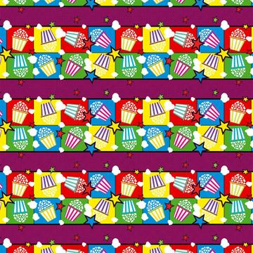 Popcorn Comics : Gift 12" X 12" Decal Vinyl Sticker Sheet Pattern Cinema Pattern Colors Kids Kitchen Decor Stars Funny Cute