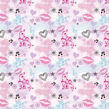 Feminine Girlish Pattern : Gift 12" X 12" Decal Vinyl Sticker Sheet Lips Kiss Musical Notes Arabesque For Best Friend Forever