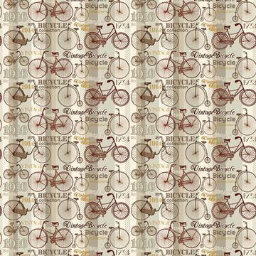 Vintage Bicycle : Gift 12" X 12" Decal Vinyl Sticker Sheet Pattern Transport Pattern Retro Paris Travel Home Fabric Print Stripes