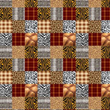 Patchwork Animal Print : Gift 12" X 12" Decal Vinyl Sticker Sheet Pattern Abstract Tiger Zebra Turtle Cheetah Skin Tartan