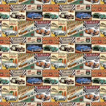 Retro Classic Cars : Gift 12" X 12" Decal Vinyl Sticker Sheet Pattern Vintage Transport Pattern Travel Adventure Can Prints Auto