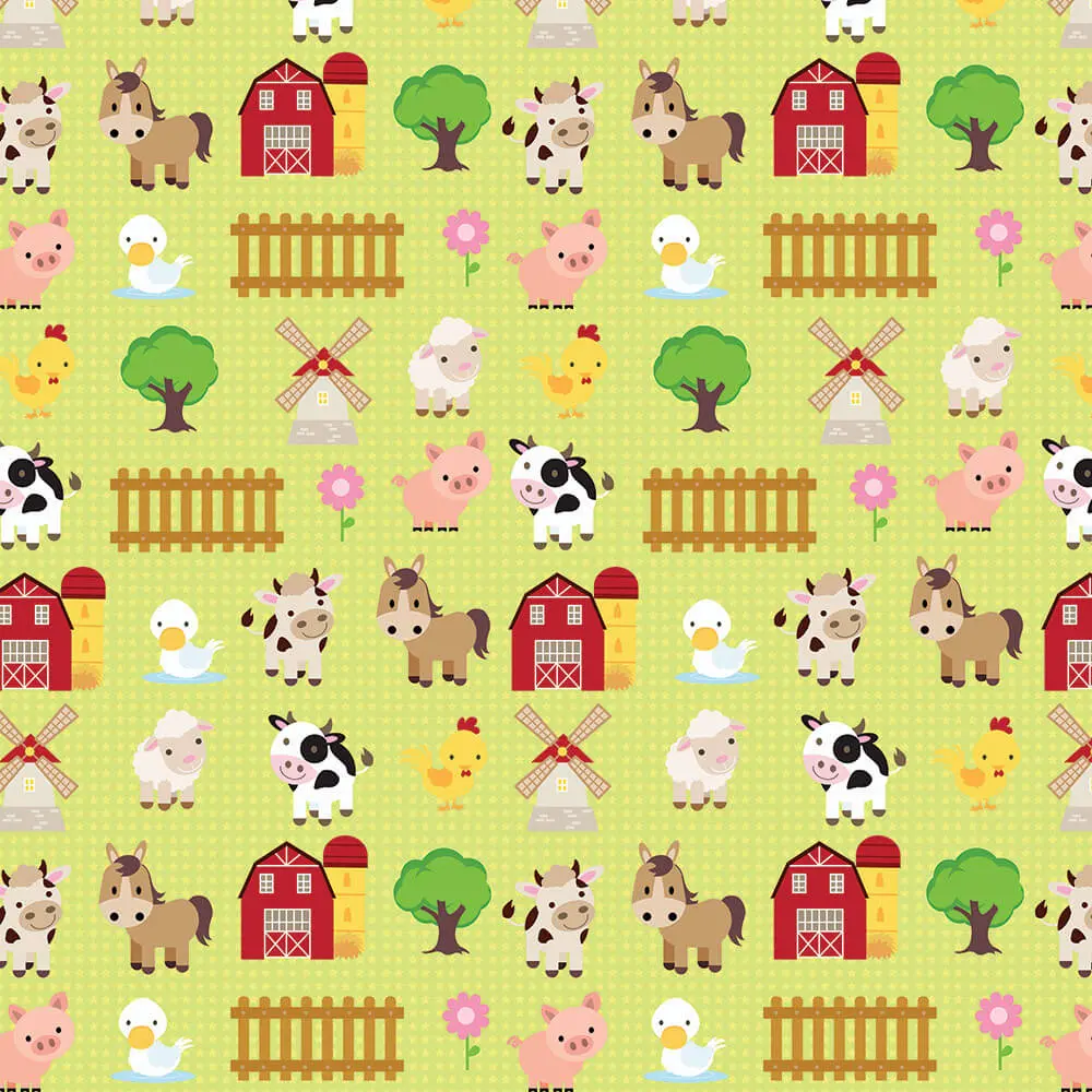 Tiny Farm Animals : Gift 12" X 12" Decal Vinyl Sticker Sheet Pattern Pattern Cute Horse Cow Sheep Baby Shower Nursery Chick