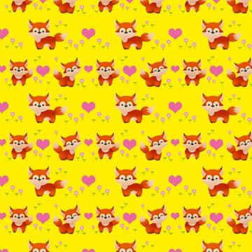 Cute Baby Fox : Gift 12" X 12" Decal Vinyl Sticker Sheet Pattern Revelation Kids Nursery Room Decor Pattern Animal Flowers