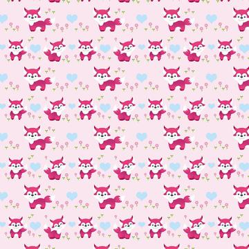 Cute Baby Fox : Gift 12" X 12" Decal Vinyl Sticker Sheet Pattern Newborn Shower Kids Wall Decor Pattern Daisies Nursery Animal
