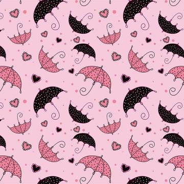 Dotted Umbrellas : Gift 12" X 12" Decal Vinyl Sticker Sheet Pattern Hearts Pink Pattern Rain Baby Shower Girlish Room Decor