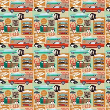 Vintage Muscle Cars : Gift 12" X 12" Decal Vinyl Sticker Sheet Pattern Transport Pattern Retro Vehicles Print Tires Home Decor