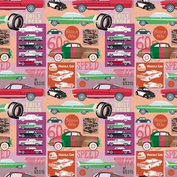 Vintage Muscle Cars : Gift 12" X 12" Decal Vinyl Sticker Sheet Pattern Since 60s Transportation Pattern Retro Machines Print