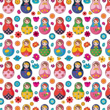 Cute Dolls Matryoshka Russia : Gift 12" X 12" Decal Vinyl Sticker Sheet Pattern Russian Trends Flowers For Girl Room Decor