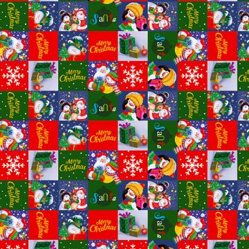 Merry Christmas Santa Snowman : Gift 12" X 12" Decal Vinyl Sticker Sheet Pattern Festive Seasons Greetings Kids Cute