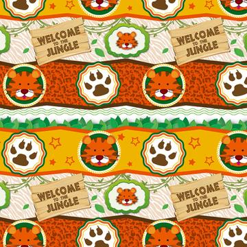 Tiger Paws : Gift 12" X 12" Decal Vinyl Sticker Sheet Pattern Baby Shower Wild Animal Print Pattern Infant Birth Party Diy Banner