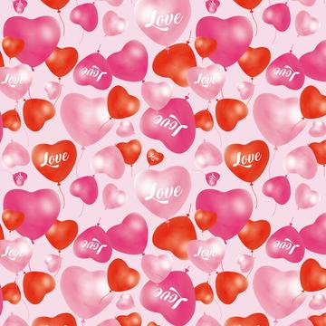 Heart Balloons : Gift 12" X 12" Decal Vinyl Sticker Sheet Pattern Valentines Day First Love Passion Be Mine Party Decor