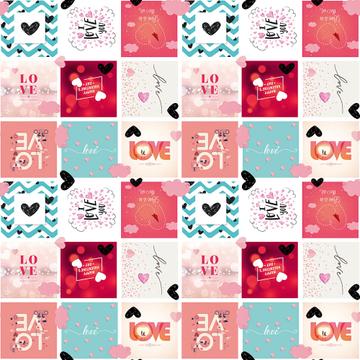 Romantic Love : Gift 12" X 12" Decal Vinyl Sticker Sheet Pattern Valentines Day Hearts Chevron Fonts Cards Pastel