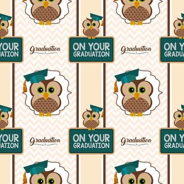 Graduation Owl : Gift 12" X 12" Decal Vinyl Sticker Sheet Pattern Seamless Reveal Party Kids Congratulations Card