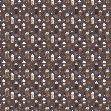 Coffee Drinks : Gift 12" X 12" Decal Vinyl Sticker Sheet Pattern Ice Tea Beans Chocolate Pattern Chantilly Cute House Decor Diy