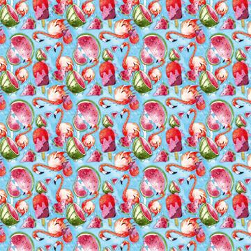 Watercolor Flamingo : Gift 12" X 12" Decal Vinyl Sticker Sheet Pattern Pattern Bird Watermelon Painting Slice Kitchen