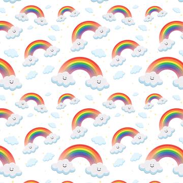 Rainbow Clouds Pattern : Gift 12" X 12" Decal Vinyl Sticker Sheet For Kid Birthday Children Nursery Decor Baby Shower Cute