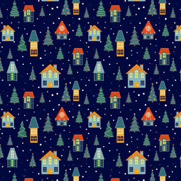 Christmas Night Houses : Gift 12" X 12" Decal Vinyl Sticker Sheet Pattern Cute New Year Tree For Kids Children Diy Card Art