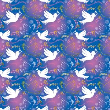 Peace Dove Christmas Pattern : Gift 12" X 12" Decal Vinyl Sticker Sheet White Doves Plant Seasons Greetings Christian Love
