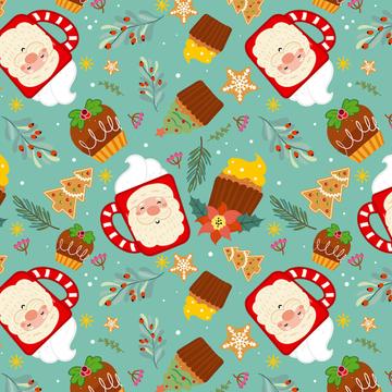 Christmas Cupcake Drink : Gift 12" X 12" Decal Vinyl Sticker Sheet Pattern Festive Santa Food Sweets Kitchen Kids Decor