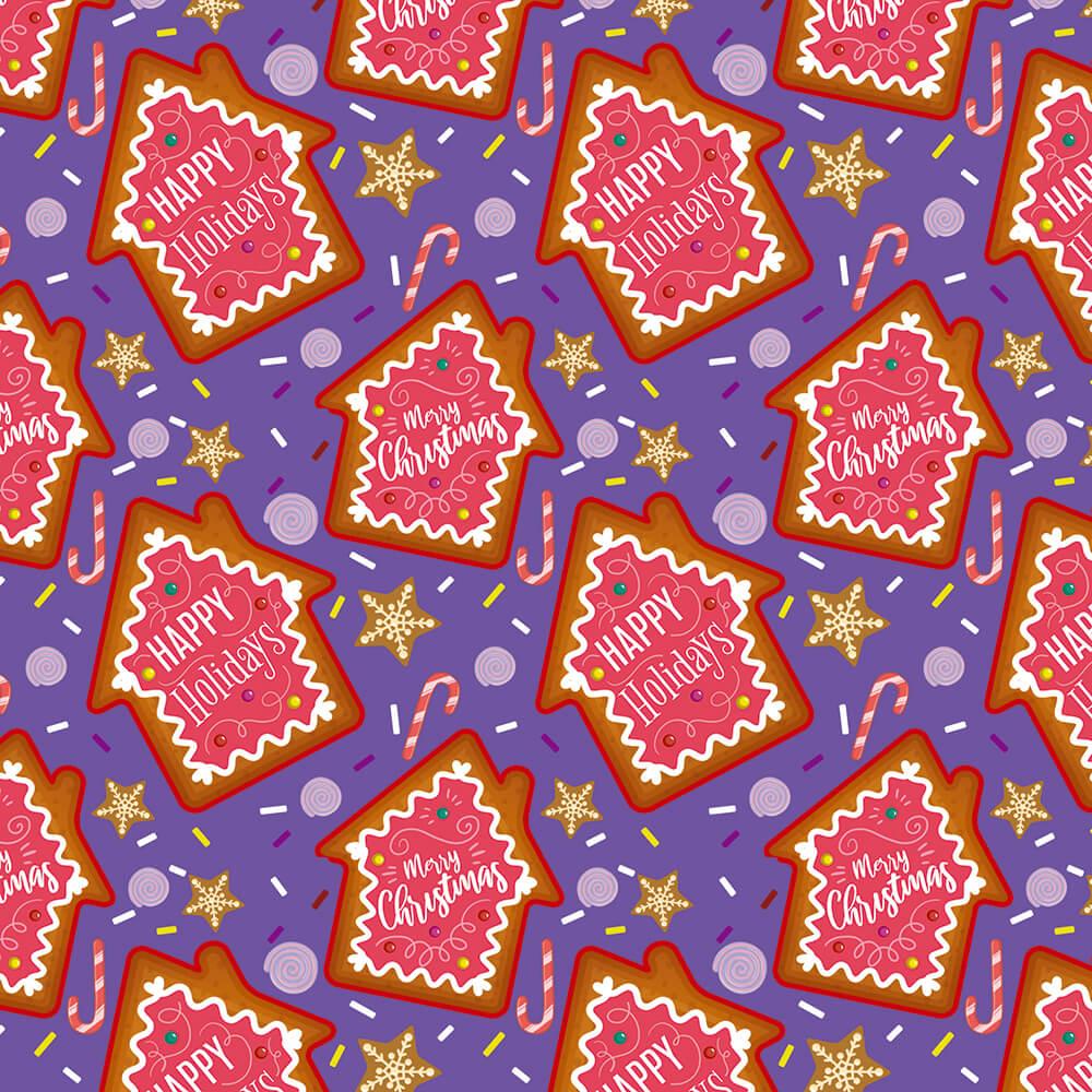 Happy Holidays : Gift 12" X 12" Decal Vinyl Sticker Sheet Pattern Merry Christmas Gingerbread House Food Candycane Kids