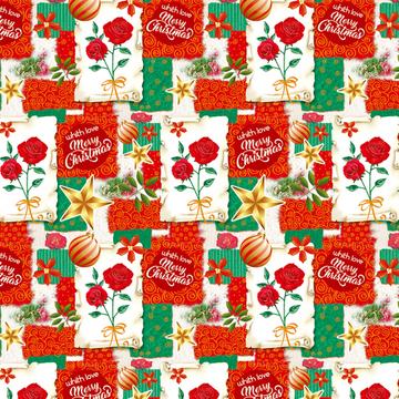 With Love Merry Christmas : Gift 12" X 12" Decal Vinyl Sticker Sheet Pattern Roses Patchwork For Best Friend Husband Wife Wishes