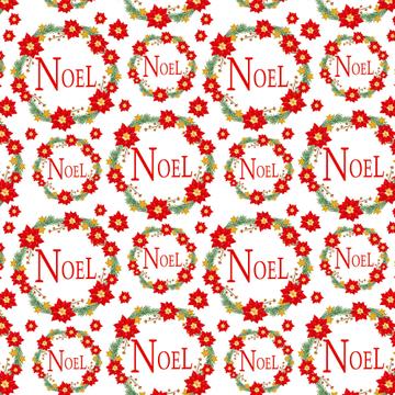 Noel Christmas Garland Pattern : Gift 12" X 12" Decal Vinyl Sticker Sheet Poinsettia Flowers Santa Claus Cute Art Coworker