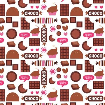 Chocolate Dessert : Gift 12" X 12" Decal Vinyl Sticker Sheet Pattern Clear Pattern Candy Bite Hearts Kids Kitchen Wall Decor Sweets