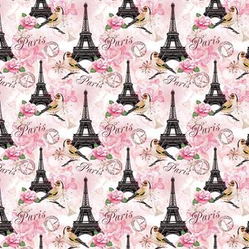 Vintage Goldfinch Paris : Gift 12" X 12" Decal Vinyl Sticker Sheet Pattern Pattern Bird Flower Eiffel Tower France Stamp Painting