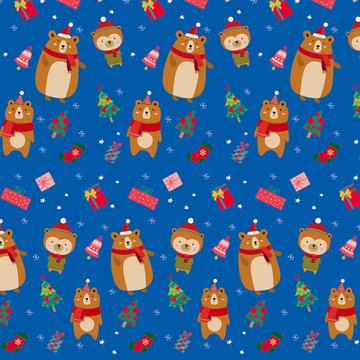 Christmas Bears : Gift 12" X 12" Decal Vinyl Sticker Sheet Pattern Winter Holidays Pattern Kids Funny Cute Design Santa Hat