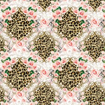 Roses Cheetah Print : Gift 12" X 12" Decal Vinyl Sticker Sheet Pattern Flower Wreath Animal Skin Mother Best Friend